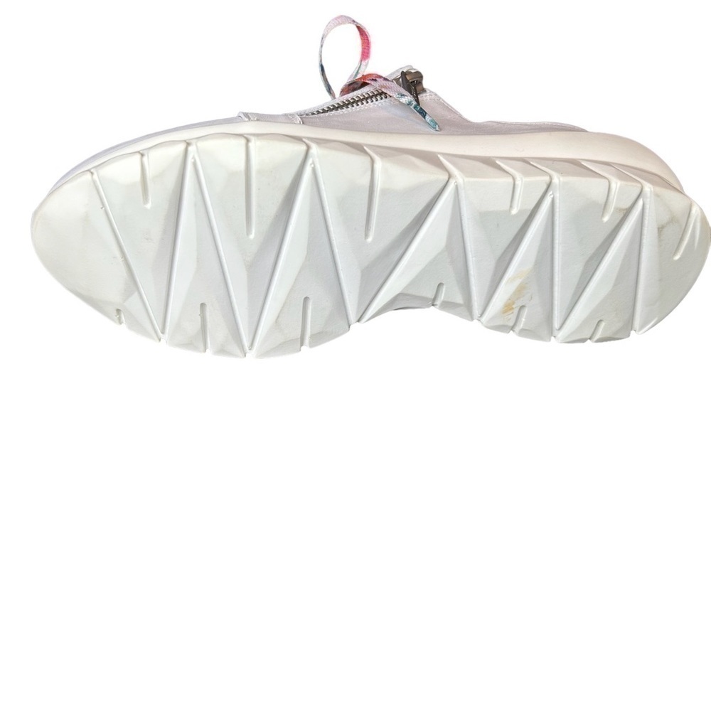 NAOT Eliot’s Top Quality White Leather Lace Up Side Zip Slip Sneakers - Picture 6 of 16
